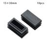 10pcs Dust-Proof Square Black Cushion Furniture Rectangular Pipe Plug Plug Plastic Foot Cover