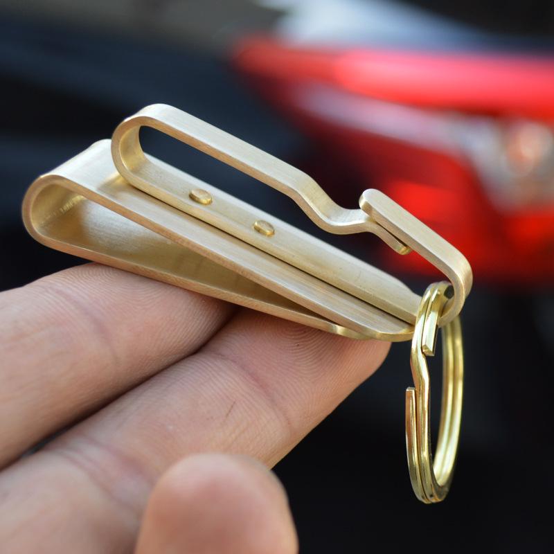 Retro Messing- und Kupfer-Schlüsselanhänger mit Hüftaufhänger und Schnallenring