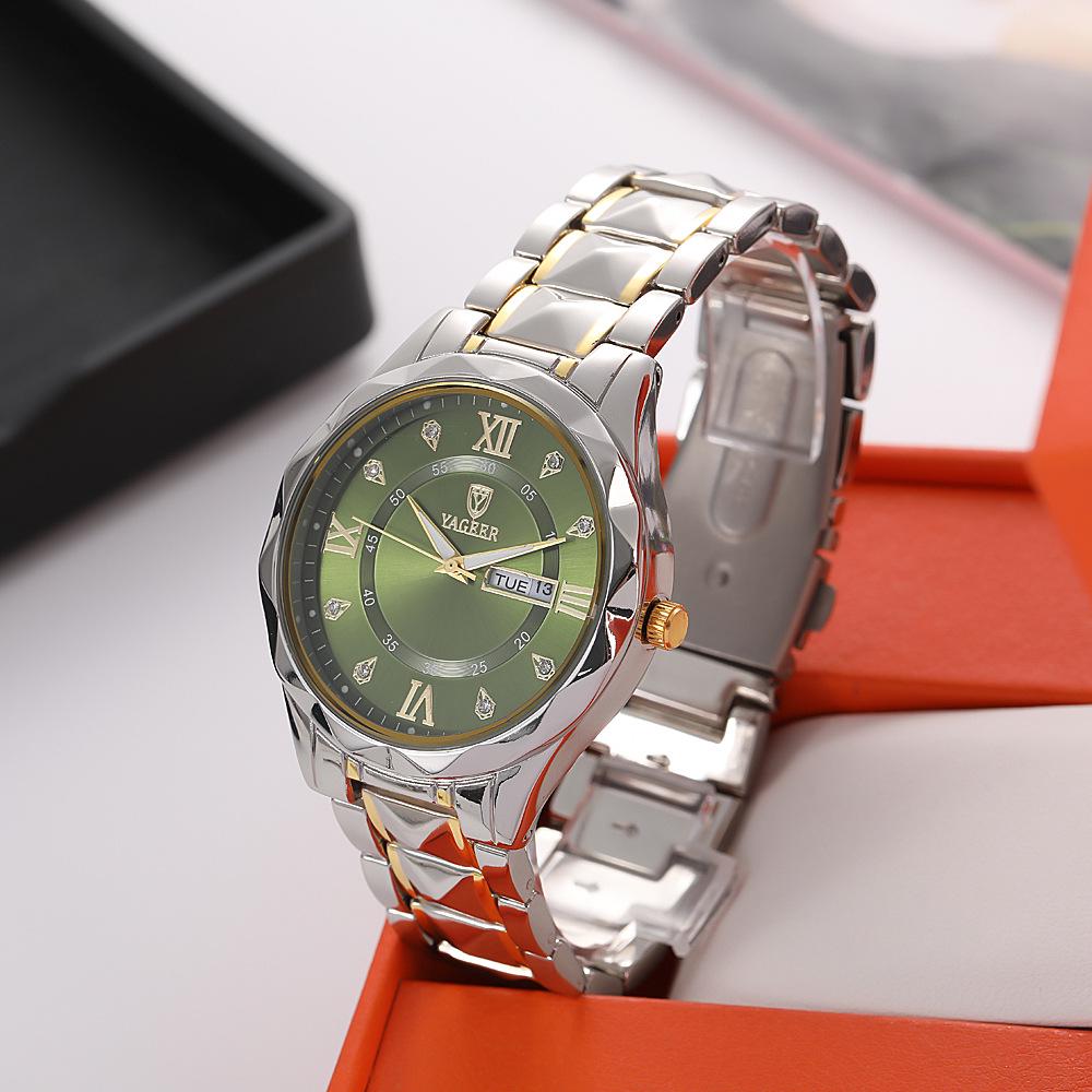 

Новые легкие роскошные кварцевые часы для пар с бриллиантами, браслетом из легированной стали и двойным календарем