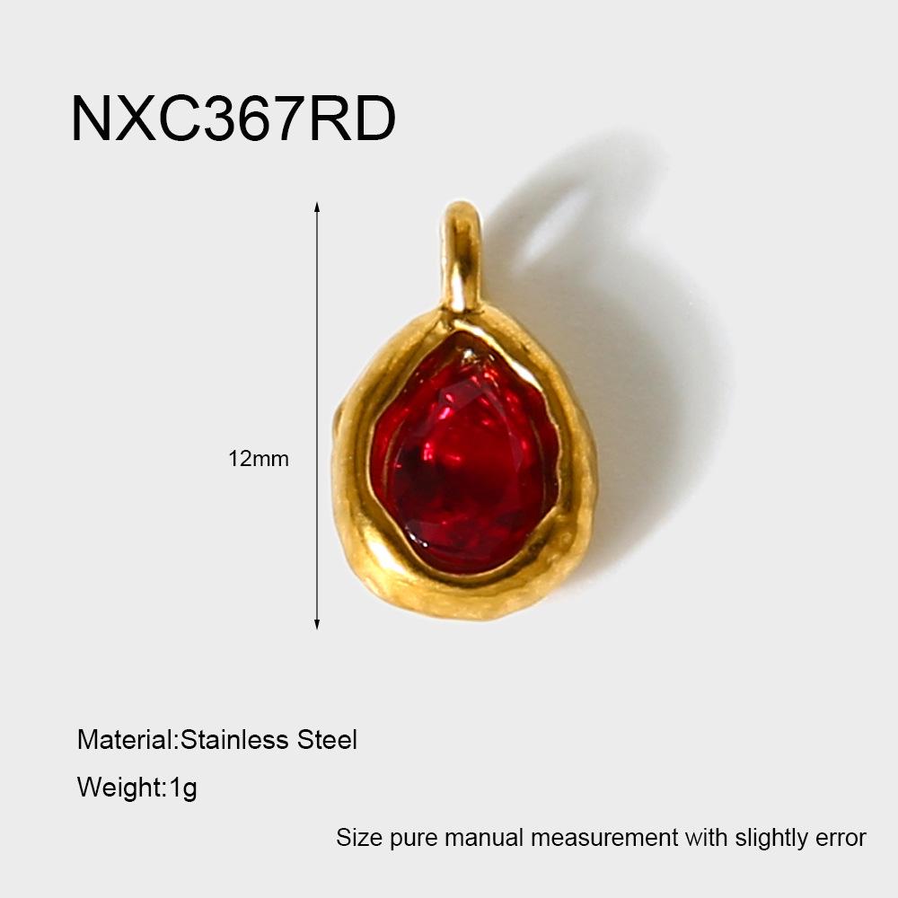 18K Gold-Plated Zircon Water Drop Hammered Pendant - Stainless Steel, Waterproof DIY Jewelry Accessory