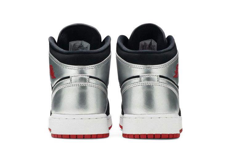 Kids' Sneakers Jordan 1 Mid Black Red Silver (GS) Black/Gym Red-Metallic Silver-White