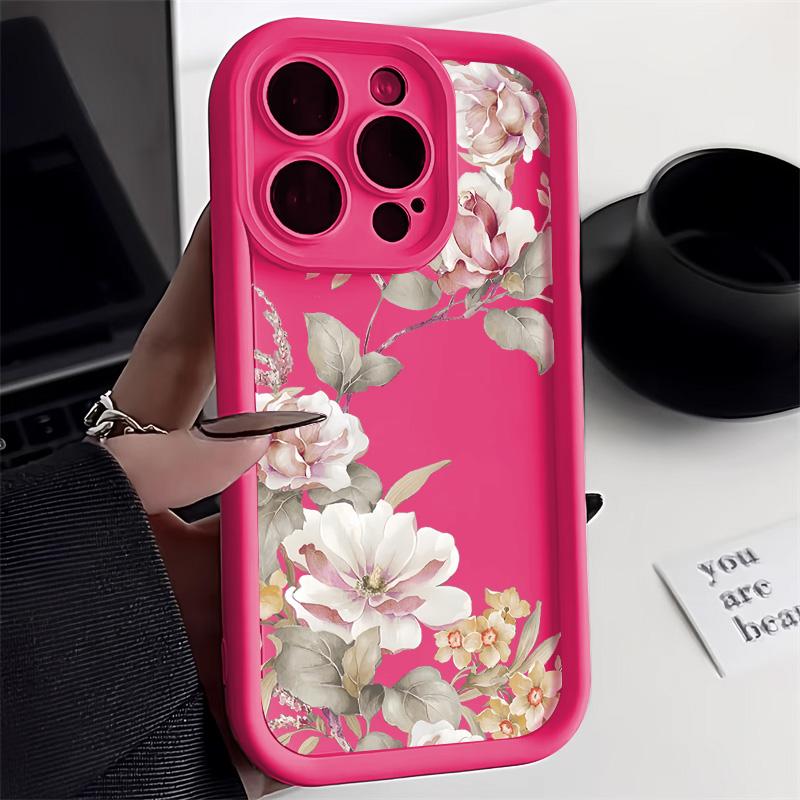 Flower Phone Case For iPhone 12 Funda iPhone 11 13 14 15 Pro Max 7 8 Plus XS X XR SE  13promax Liquid Silicon Carcasa Covers