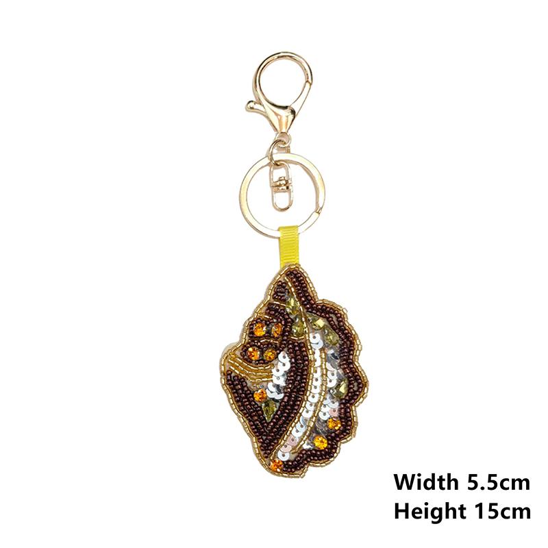 Beaded Patch Sequin Rhinestones Crab Starfish Seashell Conch Keychain For Embellishing Bag Charm Decor