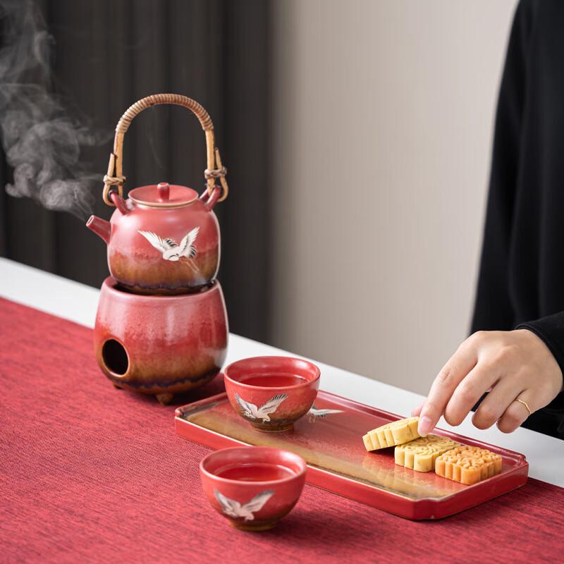 Shuimo Dangqing Chinese Red Ceramic Tea Set