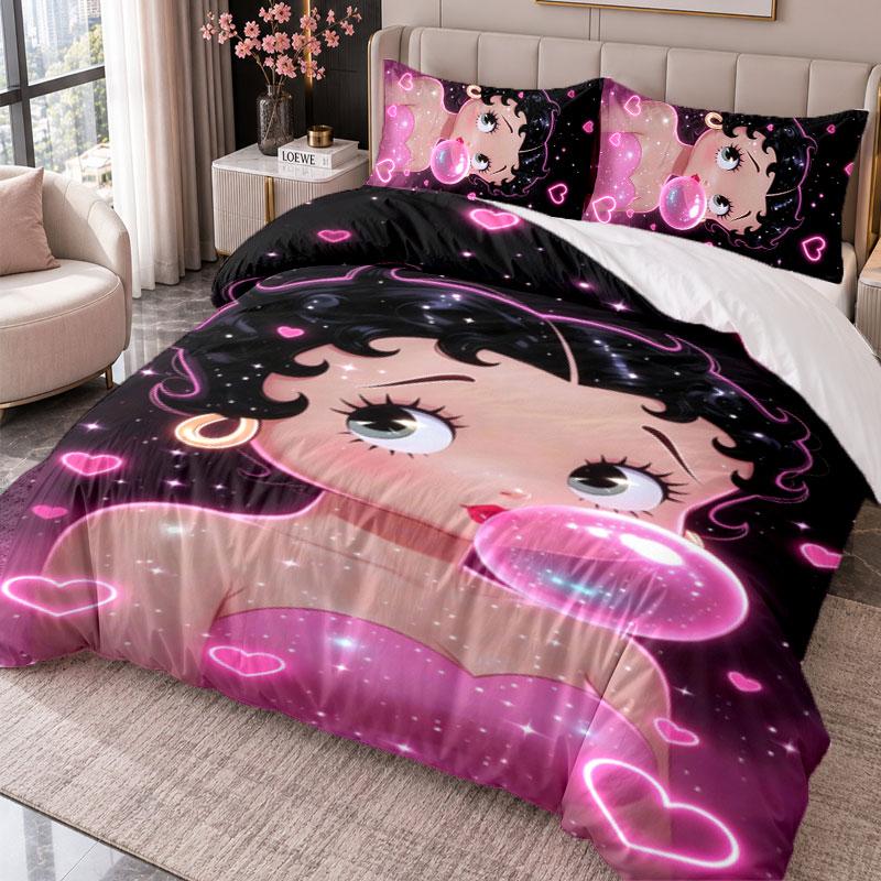 Betty Boop 3Pcs Bedding Set Duvet Cover With Two Pillowcases For Bedroom Home Decoration
