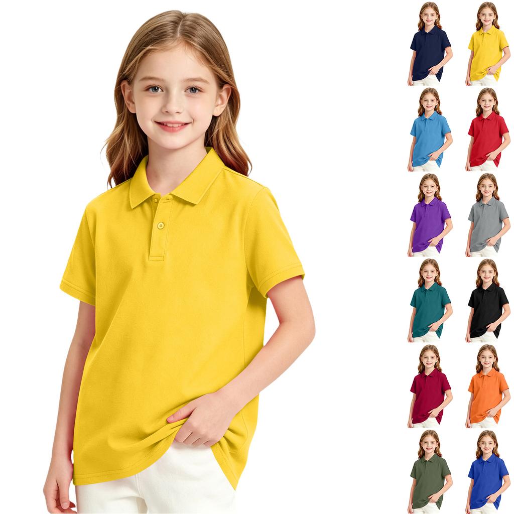 Girls' Short Sleeve School Uniform T-Shirt Casual Dress Top for Everyday Wear