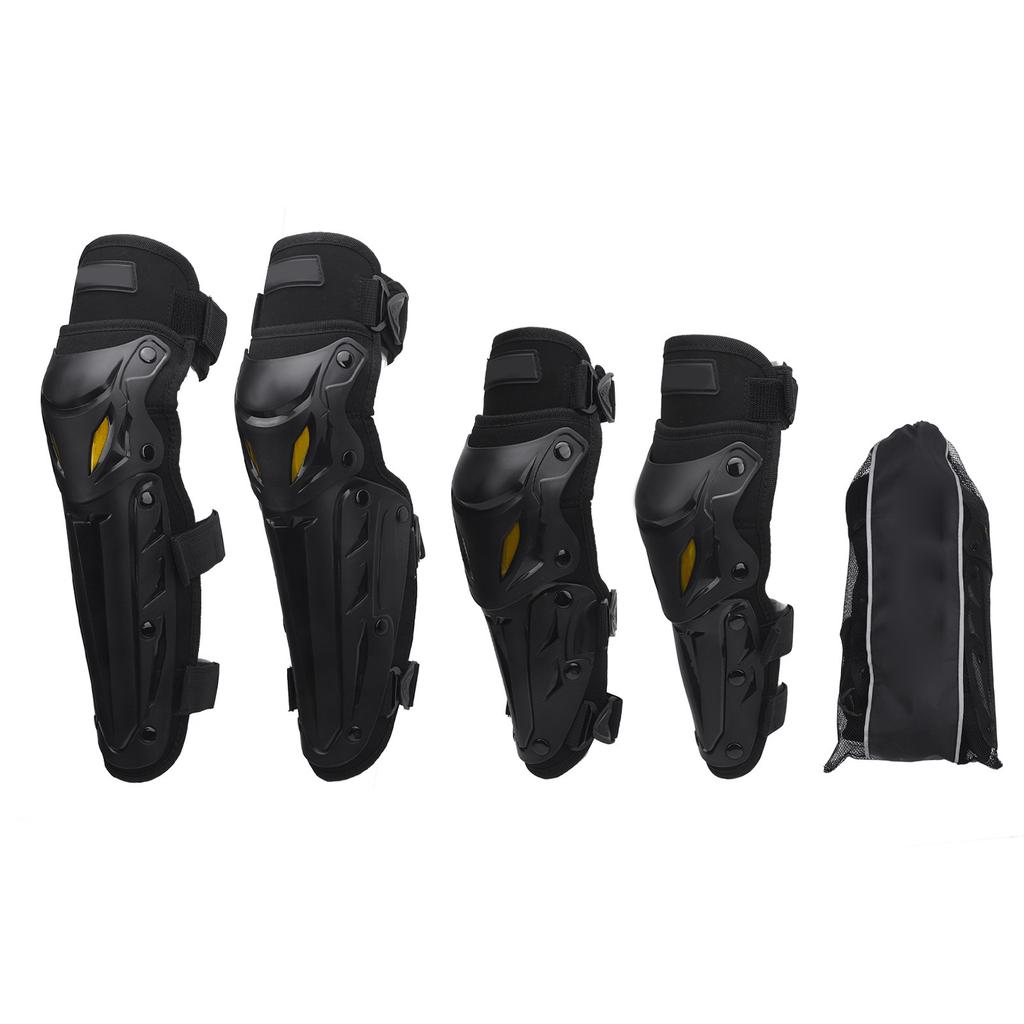 Motorcycle Knee Shin Guard Pads with Elbow Guard Adjustable Elastic Strap Motocross Knee Protection Armor for Dirtbike