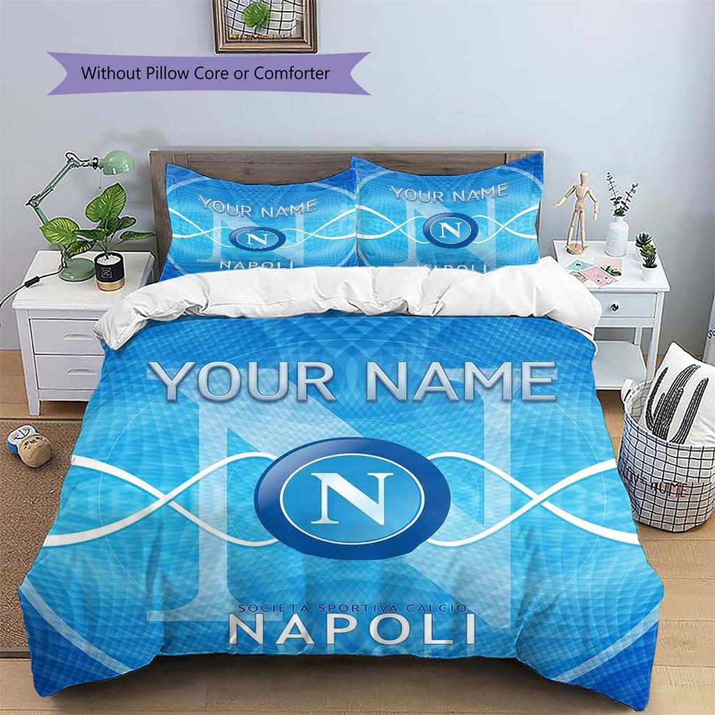 SSC Napoli Custom Name Pattern Bedding,Quilt Set Quilt Cover Pillowcase Home Birthday Gift(1 * duvet cover + 2 * pillowcase, without core)