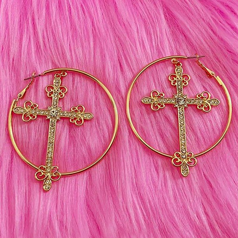 Vintage Gotyckie Kolczyki Koła z Cyrkoniami, Kolczyki dla Kobiet na Święta i na Co Dzień