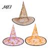 Family Holiday Souvenirs Halloween Organza Witch Hat for Women, Adult Wizard Costume Lightweight Accessories, Breathable Pointed Cap Cosplay