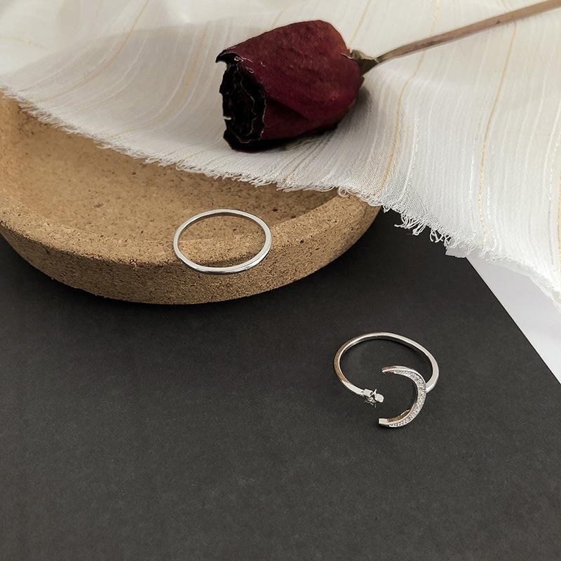 Light luxury fashion high sense pearl zircon copper ring women's design sense retro personality open index finger ring simple