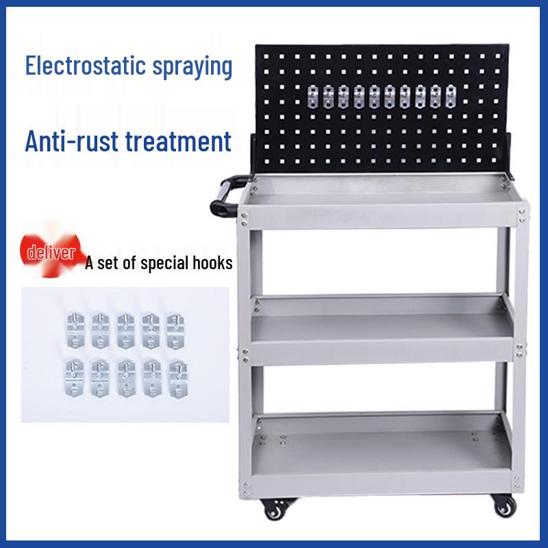 Three-Tier Movable Tool Cart for Workshop Maintenance and Storage