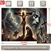2D Flat Party Backdrop Banner - Cross Theme with Figure Holding Cross, Blood & Lightning