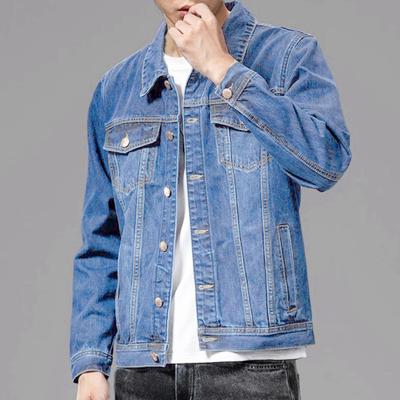 Men Coat Single-breasted Turn-down Collar Denim Cardigan Spring Jacket for Daily Wear