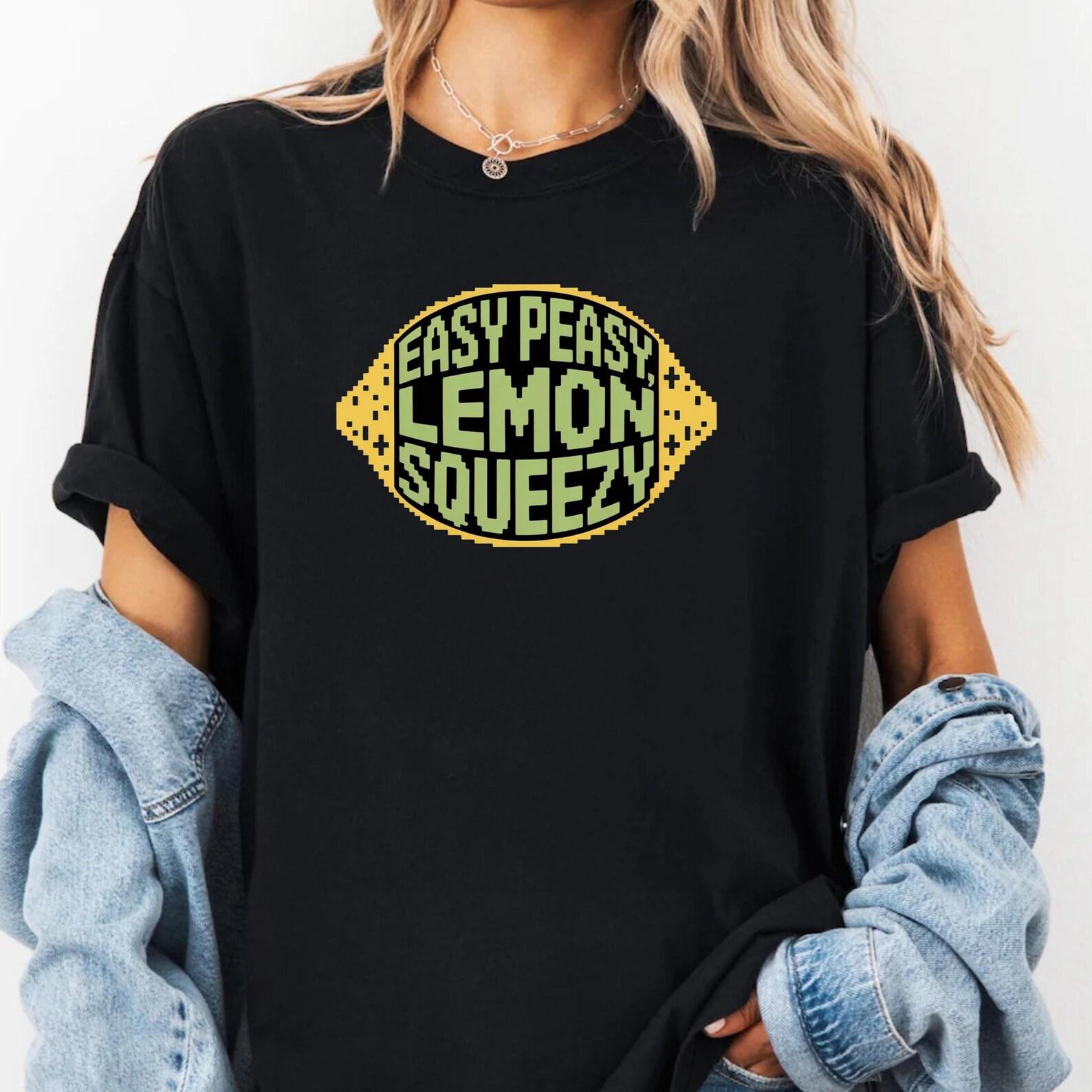 Easy Peasy Lemon Squeezy T-Shirt, Retro Fun Summer Vibes, Funny Positive Tee, Yellow Lemon Unisex Tee S