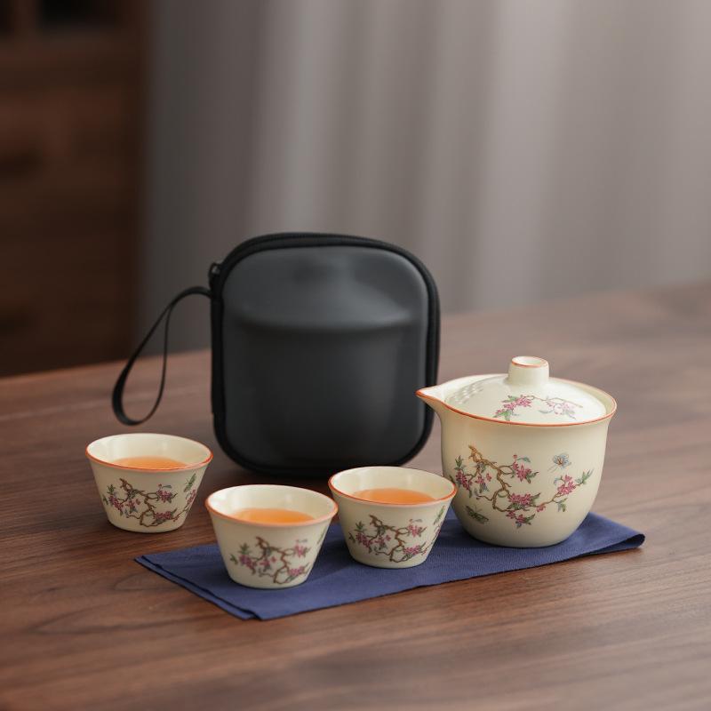 Reise-Teeset für den Ru-Ofen, Outdoor-Camping-Teetrinkausrüstung, Kung-Fu-Kleinset, eine Kanne und eine Tasse, tragbare Express-Tasse