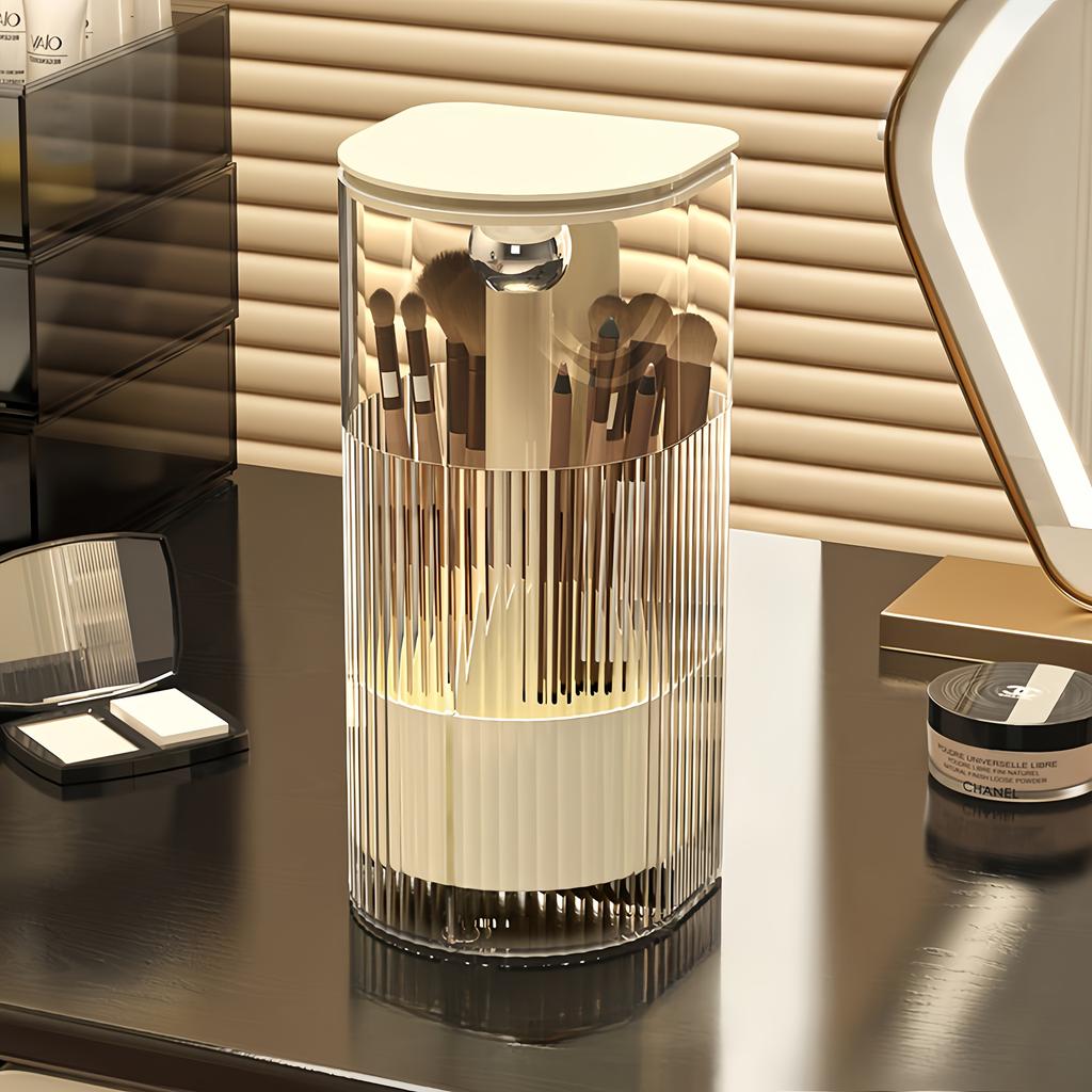 1pc cosmetic brush storage tube, press dustproof, high-grade eyebrow pencil shelf, automatic lifting brush barrel.