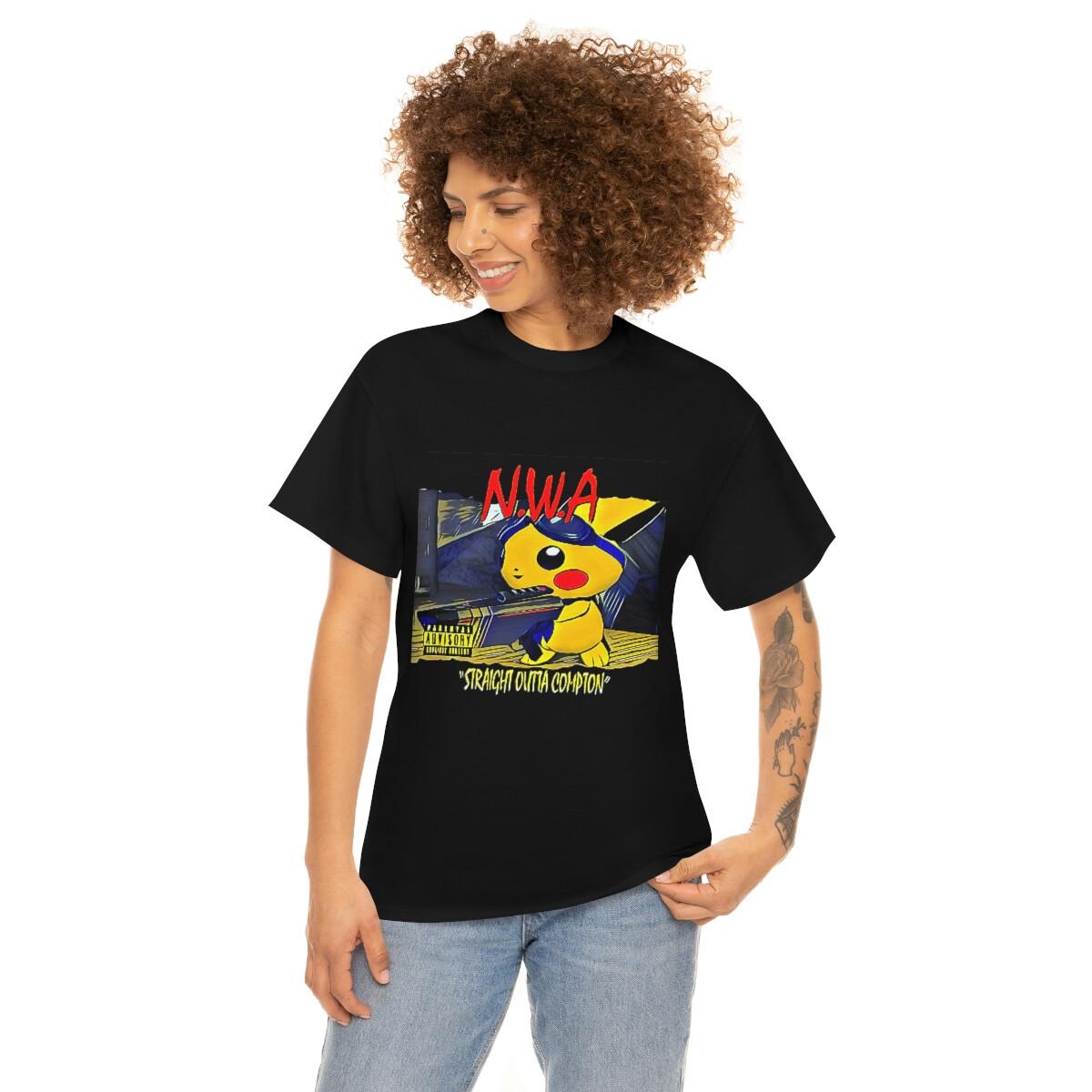 NWA Straight Outta Pokemon Parody Graphic Print Unisex Heavy Cotton Tee Unisex T-Shirt S