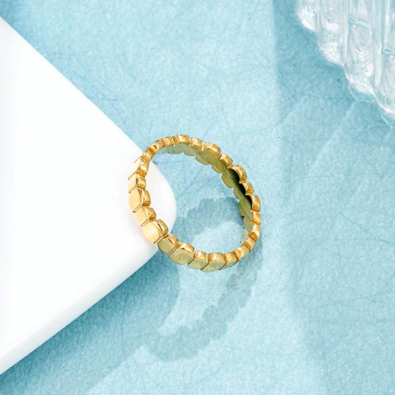 Small Sugar Cube Splicing Ring Women's Niche High-end Non-fading Ring, Titanium Steel Electroplated Jewelry