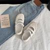 2025 Summer New Velcro Flat Comfortable Round Head Women's Shoes Shallow Mouth Ballet Shoes One Word Belt Single Shoes Women