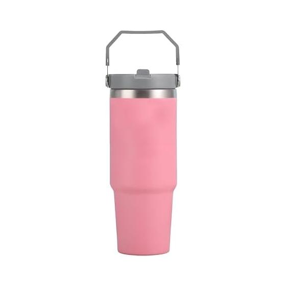 [Rust-resistant, high quality stainless steel] MYEEDA Tumbler with Lid, No Spill, Tumbler with Straw, 890ml, Stainless Steel, Vacuum Insulated,