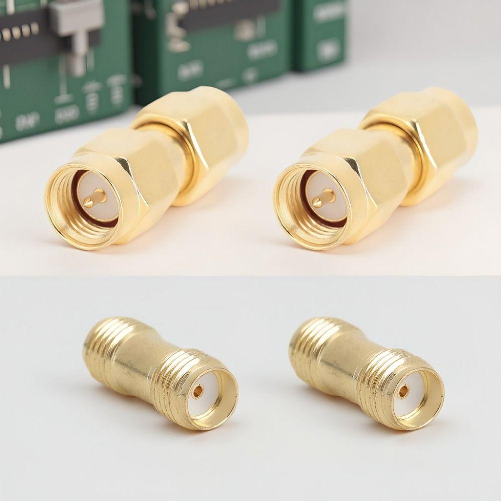 4PCS Golden 2PCS SMA Male to Male Adapter Double Pass Adapter  Antenna Connection