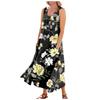 Women's Summer Casual Fashion Flower Printed Sleeveless Round Neck Pocket Dress