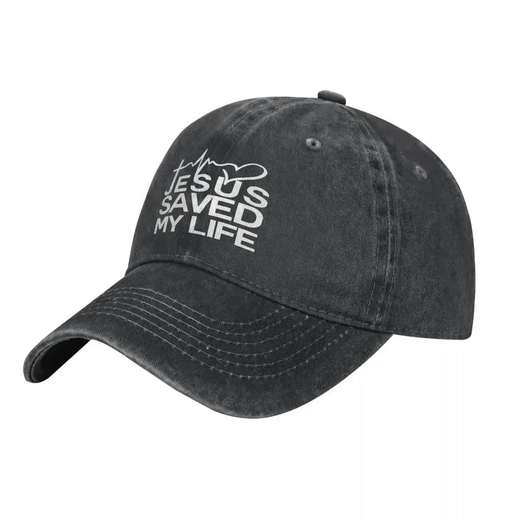Jesus Saved My Life Baseball Caps Vintage Distressed Cotton Headwear for Men Women Outdoor All Seasons Travel Caps Hat