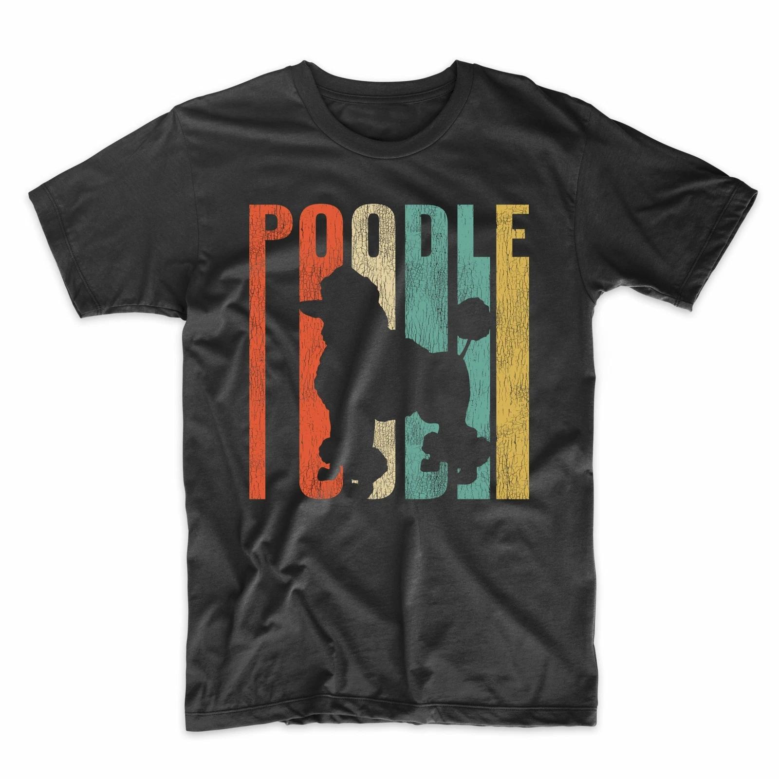 Retro 1970 s Style Poodle Dog Silhouette Cracked Distressed T-Shirt 3XL