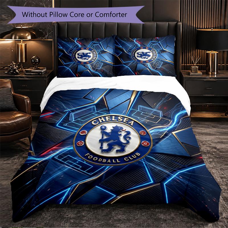 Set Biancheria da Letto Chelsea FC Modello 3 Pezzi Morbida Copripiumino in Microfibra con Federe per Camera da Letto