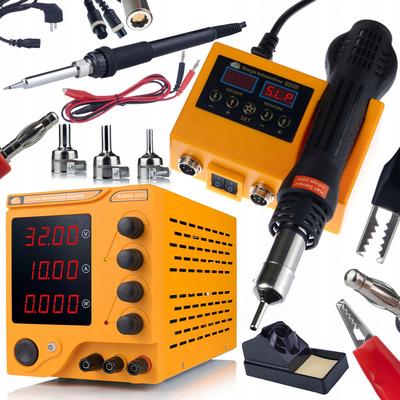 Soldering Station Kit with AmpRush RARES-3210 32V 10A Power Supply – Precise Regulation | 2-in-1 Soldering Station | ROSFIX PROTECT Safety System