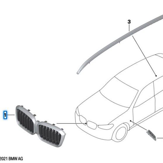 Gloss Black Front Bumper Grille for BMW X3 G01 LCI (No Holes)