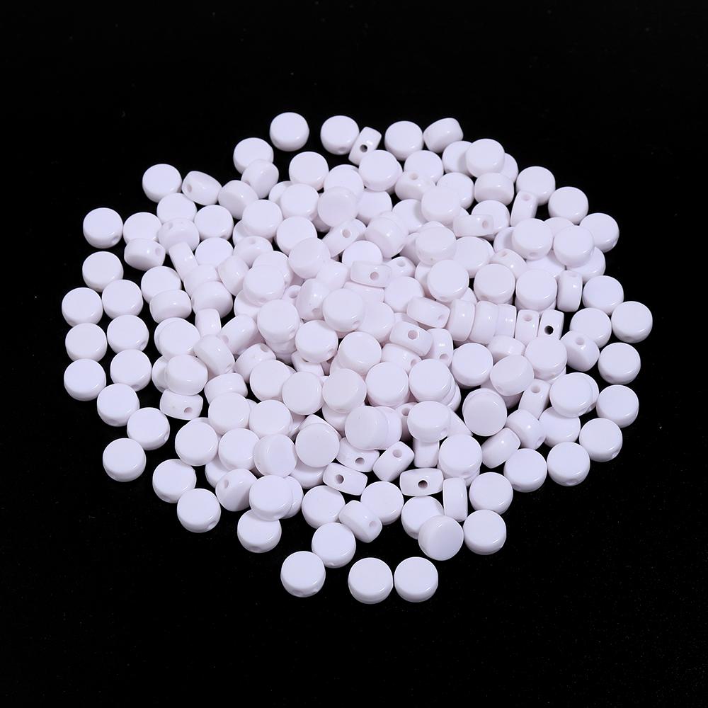100pcs 7mm Acrylic Beads Solid Color Flat Round Loose Spacer Beads For Jewelry Making DIY Handmade Bracelet Necklace Accessories