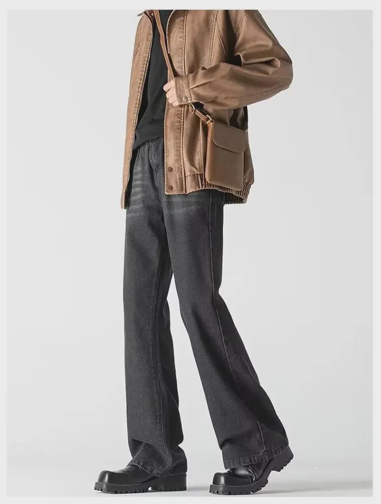 Unisex Retro Washed Flared Jeans: Distressed, Loose, High Street Fashion, Weite Hose in Bodenlänge