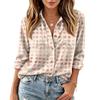 Dames Casual Lange Mouwen Knopen Blouse Top met Stippenprint