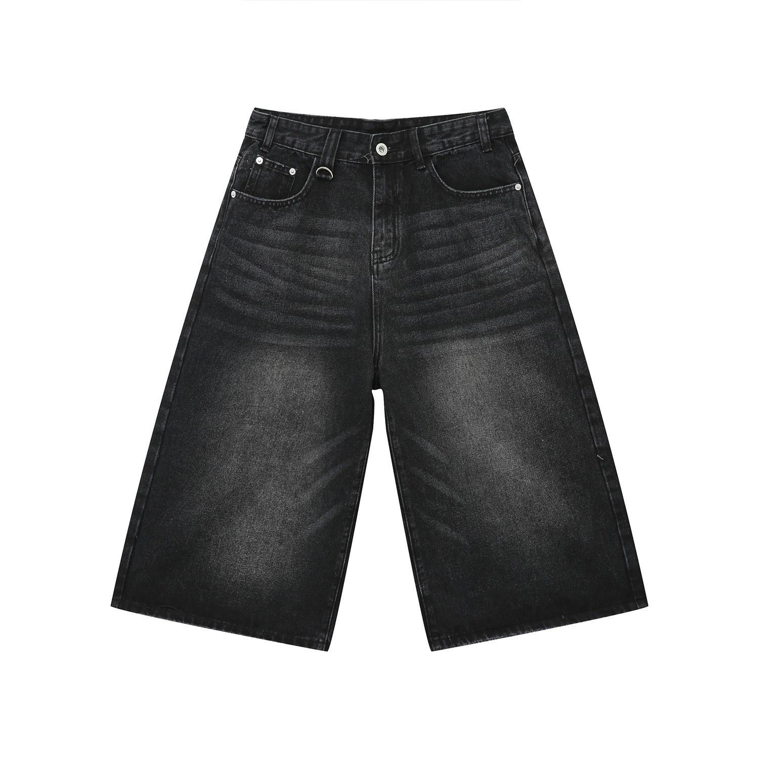 

Men Denim Jeans Cropped Pants Middle Waist Knee Length Casual Loosen Summer Short Style High Quality Personalized Washable Streetwear Clothes M