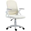 Breathable Mesh Office Chair, Ergonomic Swivel Chair with Folding Armrests and Lumbar Support, White
