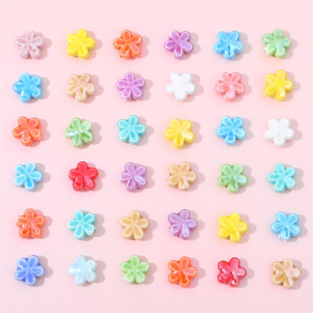 10pcs Ceramic Five-petaled Flower Bead Handmade Craft Jewelry Making Material Gift