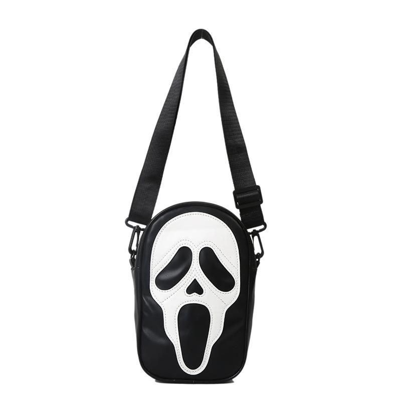 Crossbody bag men and women niche design personality trend funny ghost skull shoulder bag soft phone small satchel