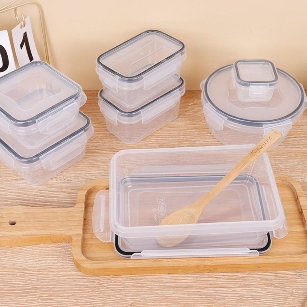 Transparent Airtight Food Containers Snap Lids Sealed Food Storage Containers Stackable Plastic Refrigerator Storage Box