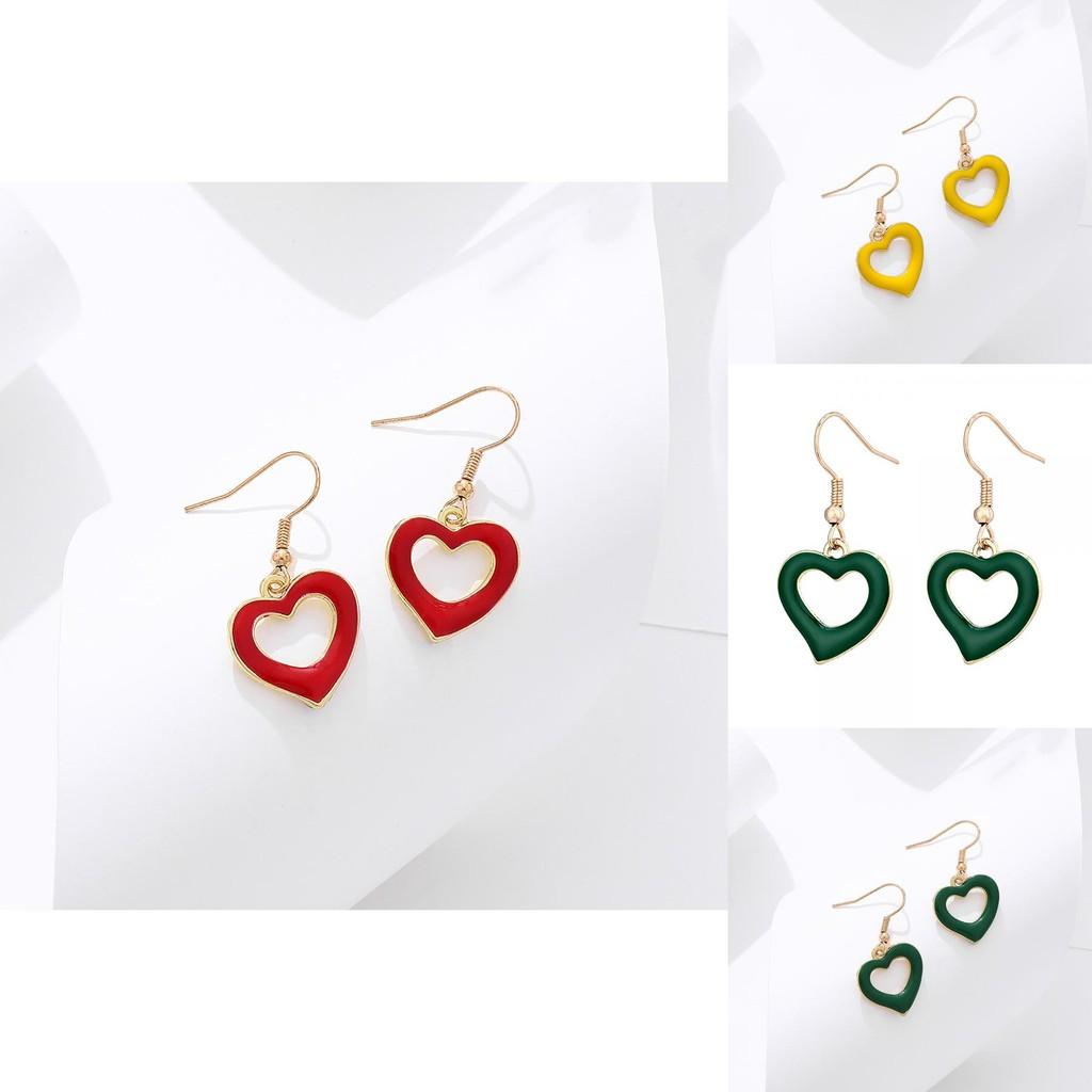 Trendy Green Heart Shaped Hollow Out Earrings For Women Summer 2022