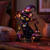 Spooky Desk Lamp Gothic Witch Hat Night Light, Warm Glow Acrylic Halloween Decorative Lamp, Vintage Holiday Party Display Home Decor for Mantel Shelf