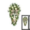 Easter Teardrop Wreath Ornament Easter Rabbit Flower Basket Wreath Artificial Teardrop Bunny Garland For Front Door, Patio