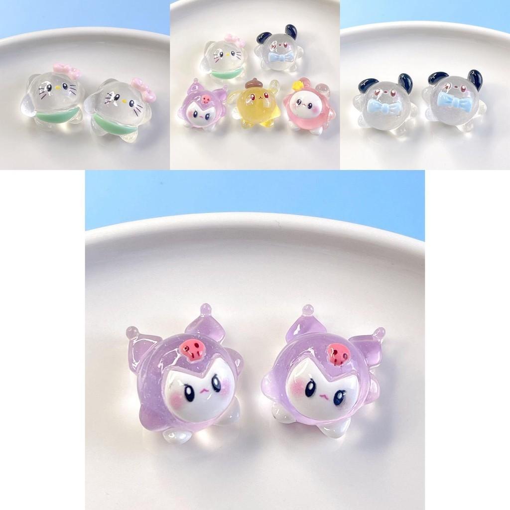 Adorabili Accessori in Resina Cartoon di 4a Generazione Luminescenti al Buio Per Fai da Te Ornamenti per Capelli e Cover per Telefono