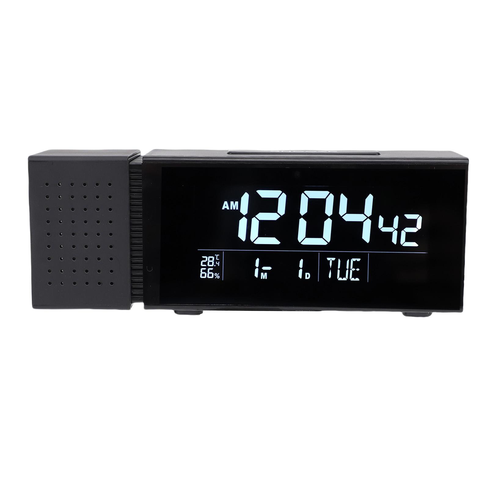 

Digital Alarm Clock with Colorful Night Light, FM Radio, Date Week Temperature Humidity Display, 6 Alarms, Snooze, USB , 7-Color Backlight, IR