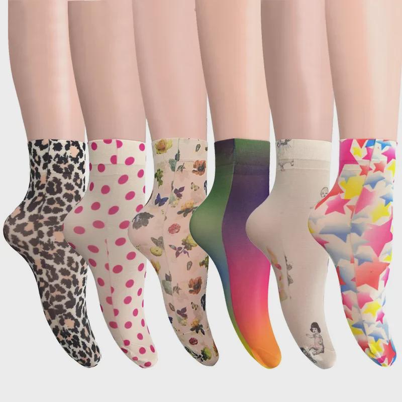 Summer Cute Sweet Girls' Printed Pattern Short Socks - Wide Mouth Women's Collection