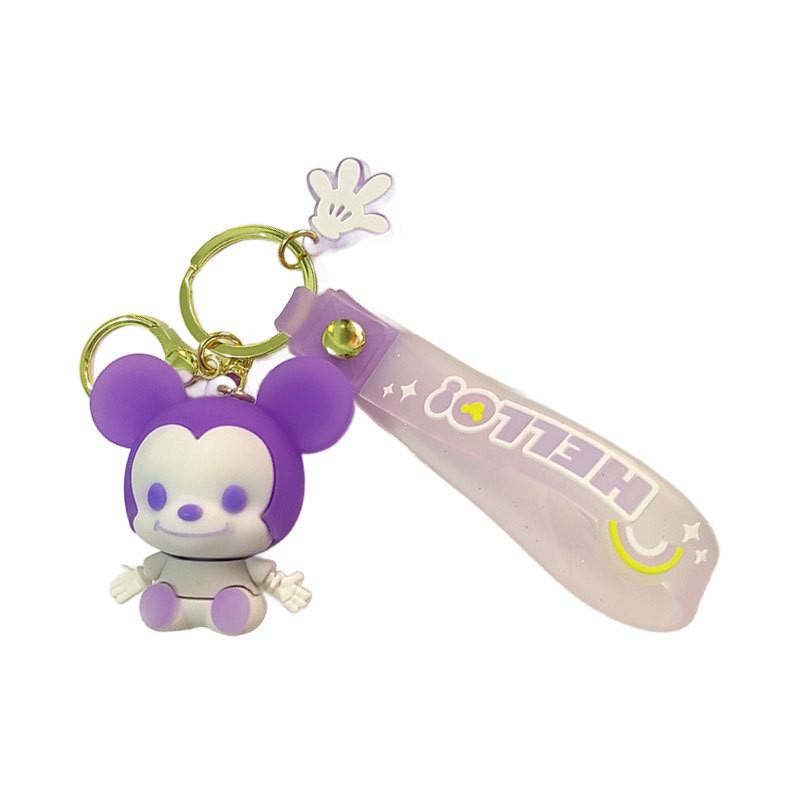 Adorable Cartoon Mickey Mouse Keychain With Cute Pink Bow Silicone Accessory