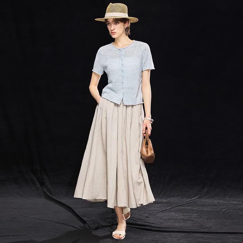 Wudao Natural Washi & Linen Blend Breathable Knit T-shirt