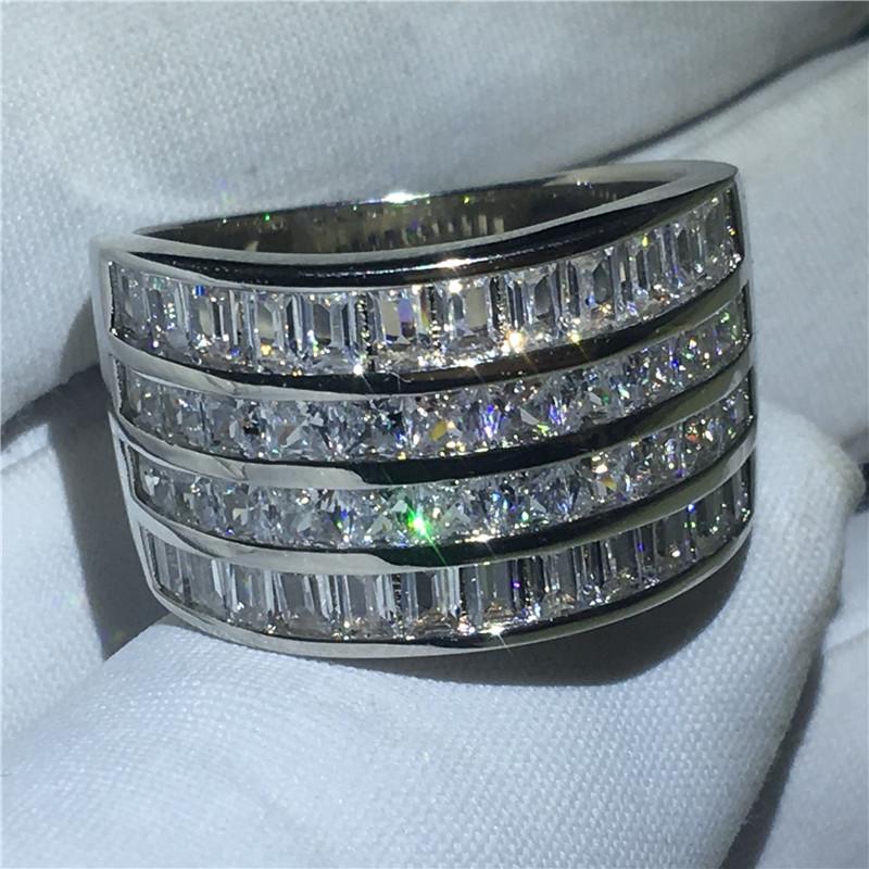 Vintage Magnificent Ring Silver Color Promise Aaaaa Zircon Cz Engagement Wedding Band Rings For Women Men Finger Jewelry
