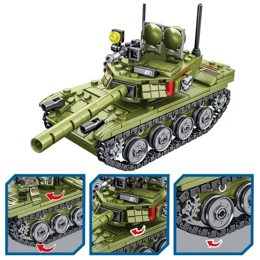324pcs Military 85 Main Battle Tank Building Blocks WW2 Army Soldier Figures Bricks Educational Toys for Children Boy Gifts